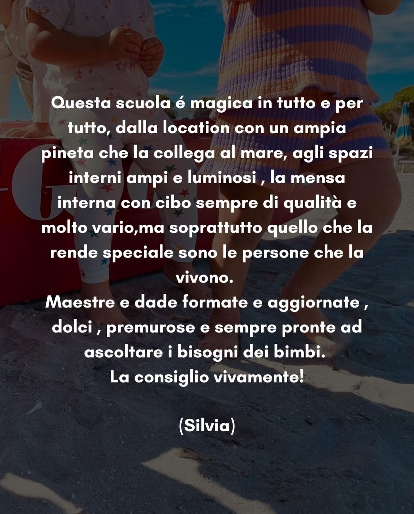 💬 Cosa dicono di noi… 🤍

Sapere che consigliereste la nostra scuola per l’attenzione che dedichiamo ai bambini, agli spazi, al cibo e al nostro team educativo è per noi il riconoscimento più bello. Grazie per la vostra fiducia! ✨

Scopri di più sulla nostra scuola:
🔗 scuolaschuster.it