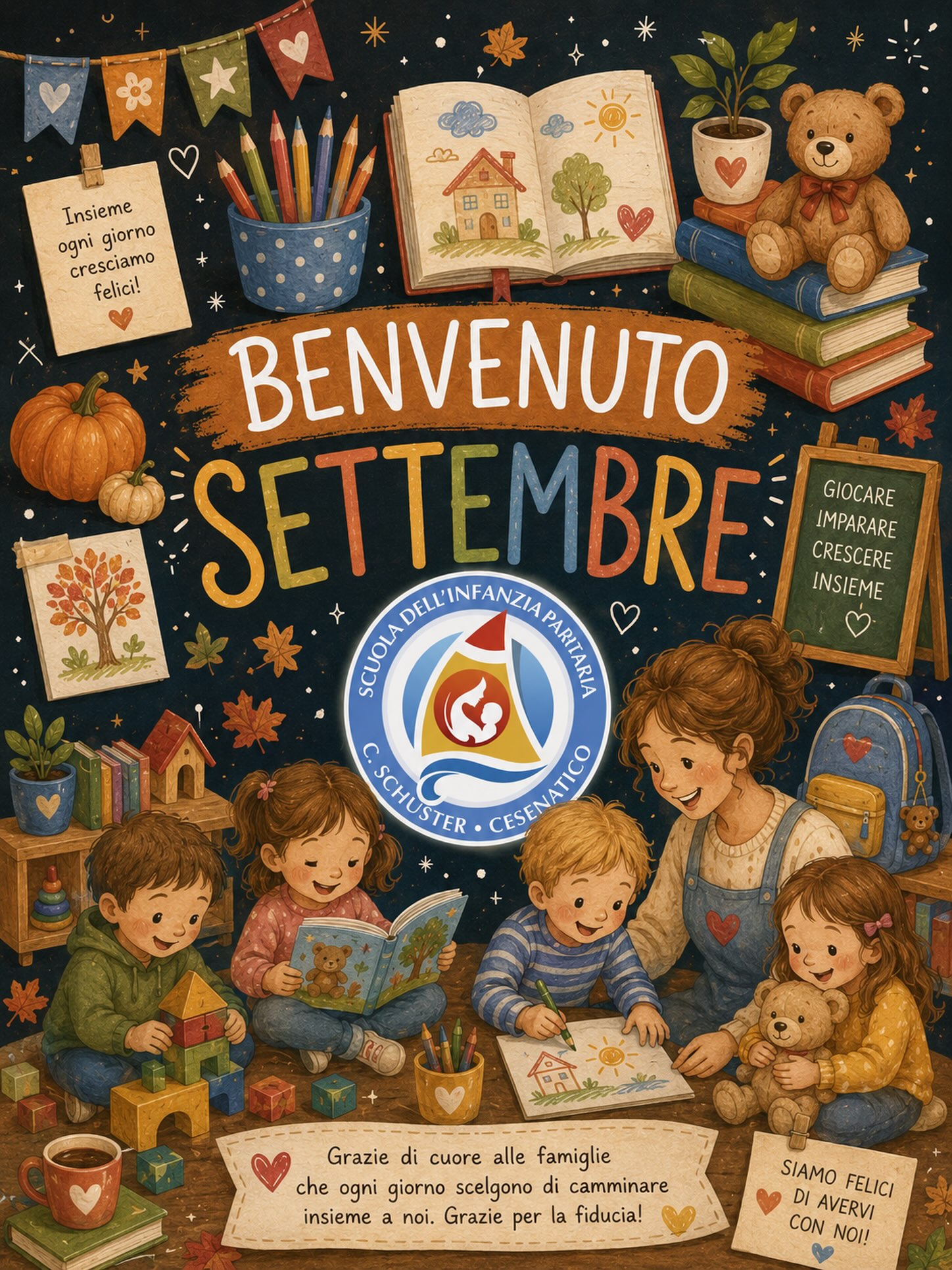 ✨ Benvenuto, settembre! ✨

Settembre sa di nuovi inizi, di porte che si riaprono, di piccoli passi e grandi emozioni. 🍂

Sa di sorrisi da ritrovare, di mani da stringere e di occhi curiosi pronti a scoprire tutto ciò che porterà questo nuovo anno. 🌱

Noi siamo pronti a ricominciare, con il desiderio di accogliere ogni bambino e ogni famiglia e di camminare insieme in un nuovo anno fatto di scoperte, relazioni, gioco e crescita. ❤️

Perché ogni nuovo inizio porta con sé una promessa:
quella di poter crescere ancora, insieme.

🌟 Benvenuto settembre.
Benvenuto nuovo anno alla Schuster!

#ScuolaCardinalSchuster #Cesenatico #BenvenutoSettembre #NuoviInizi #ScuolaDellInfanzia SezionePrimavera CrescereInsieme ScuolaParitaria